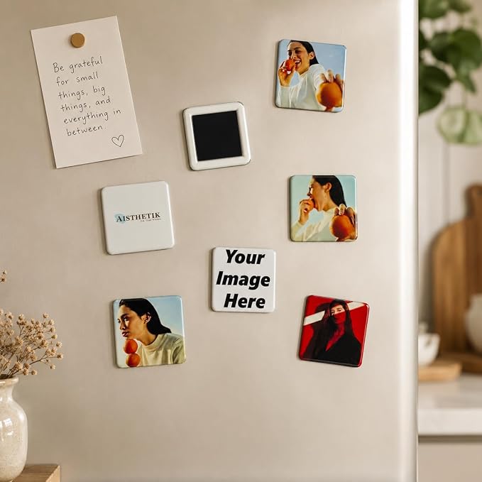 Aisthetik's Personalized Custom Fridge Magnet 2x2 inch | Vibrant&Fade Resistant | Gifts for Family & Friends | Corporate Gifts | Photo Magnet | Unique Gift for Birthday, Anniversary