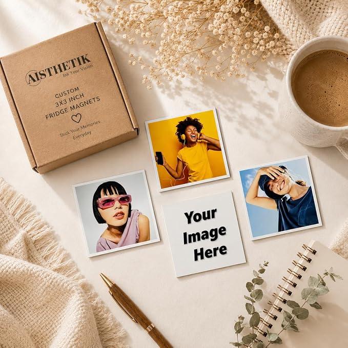 Aisthetik's Set of 6 Custom Fridge Magnet 3x3 inch | Vibrant&Fade Resistant | Gifts for Family&Friends | Corporate Gifts | Personalized Photo Magnet | Unique Gift for Birthday, Anniversary - Image 2