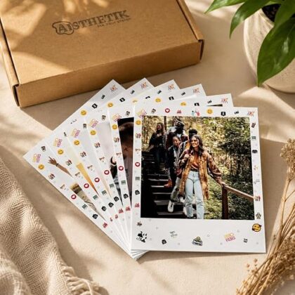 AISTHETIK Retro Square Photo Prints 3x3.5 Set of 12 Pic, Premium 270 GSM Waterproof Paper, Vintage Style Film Scrapbooking and Memory Albums | Unique Gift All Occasions (Good Vibes Theme)