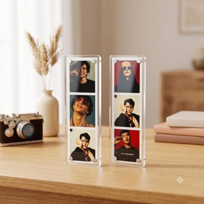 Aisthetik's Set of 2 (Free Photo) Acrylic Photo Magnet, Photo with Sparkle Film Decorative Fridge Display, Memory Keepsake for Home&Office Photo Magnet Gift Birthday Anniversary (Large)