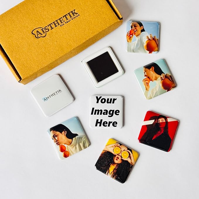 Aisthetik's Personalized Custom Fridge Magnet 2x2 inch | Vibrant&Fade Resistant | Gifts for Family & Friends | Corporate Gifts | Photo Magnet | Unique Gift for Birthday, Anniversary - Image 5
