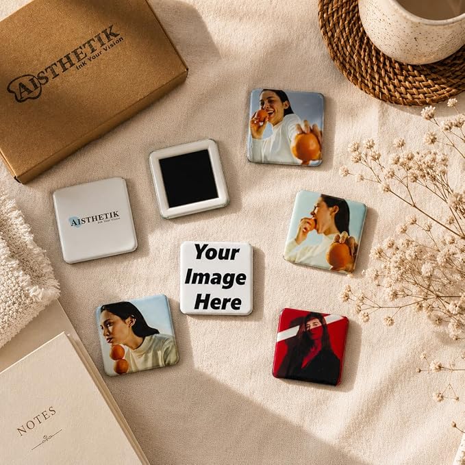 Aisthetik's Personalized Custom Fridge Magnet 2x2 inch | Vibrant&Fade Resistant | Gifts for Family & Friends | Corporate Gifts | Photo Magnet | Unique Gift for Birthday, Anniversary - Image 2