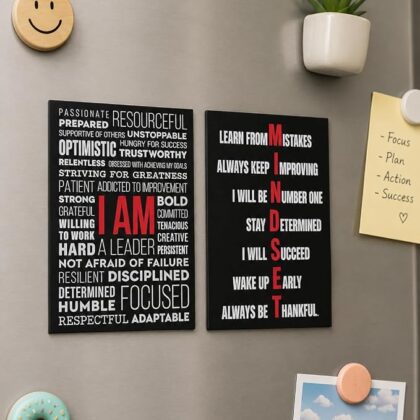 Mindset Motivation Premium Fridge Magnet (3×4 Inch) | Matte Finish | Waterproof | 180 GSM Print | Daily Inspiration Office & Refrigerator Decor Gift