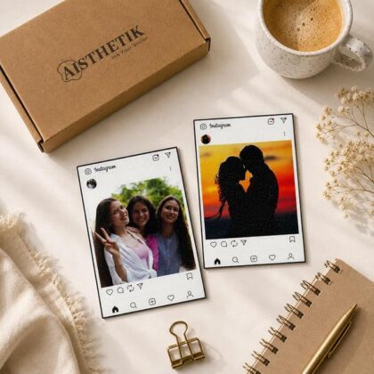 Personalized Instagram Theme Fridge Magnet Set of 2 | Custom Photo Magnets (2.5 x 3.5 Inch) with Profile Picture | Waterproof Sparkle Finish | Personalized Gift for Couples, Friends & Family