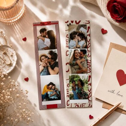 Custom Photo Strip Fridge Magnet (2×6 Inch) | Personalised 3 Photo Fridge Magnet | Matte Film Unique Photo Strip Design | Gift for Family, Friends & Couples (Love Theme Photo Strip)