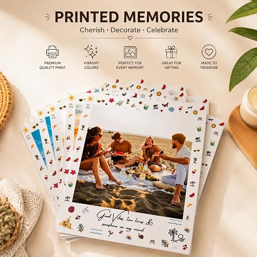 AISTHETIK Retro Square Photo Prints 3x3.5 Set of 12 Pic, Premium 270 GSM Waterproof Paper, Vintage Style Film Scrapbooking and Memory Albums | Unique Gift All Occasions (Good Vibes Theme) (3x3.5, Aisthetic vibe) - Image 2