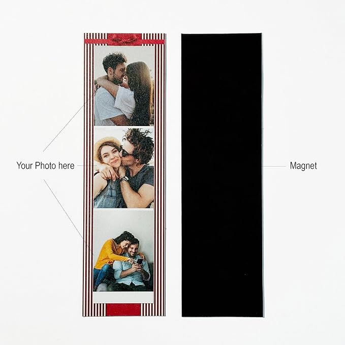 Custom Photo Strip Fridge Magnet (2×6 Inch) | Personalised 3 Photo Fridge Magnet | Matte Film Unique Photo Strip Design | Gift for Family, Friends & Couples (Love Theme Photo Strip) - Image 3