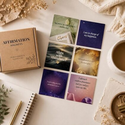 Aisthetik's Set of 6 Abundance Flow Magnet 2.5x2.5 inch|Sparkle Film|Vibrant&Fade Resistant|Self Motivation|New Year Goals|Gifts for Family&Friends|Unique Gift for Birthday, Anniversary (Abundance)