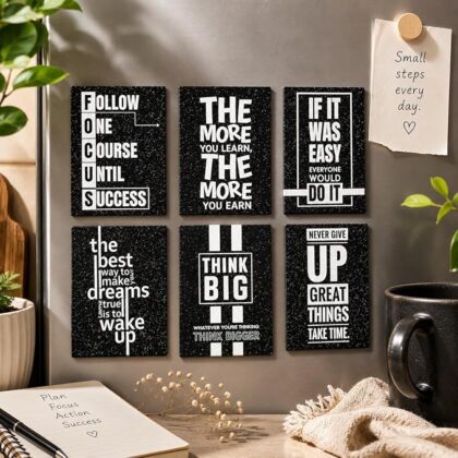 Motivational Limitless Collection Fridge Magnet Set of 6, Sparkle Film Finish, Waterproof | 180 GSM Print | Daily Inspiration Office & Refrigerator Decor Gift (Sparkle Success)