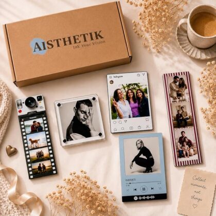 Custom Personalized Photo Fridge Magnet Combo Gift Box | 5 Premium Fridge Magnets Insta, TuneSnap, Film Strip, Photo Booth & Acrylic | Friendship Day, Raksha Bandhan