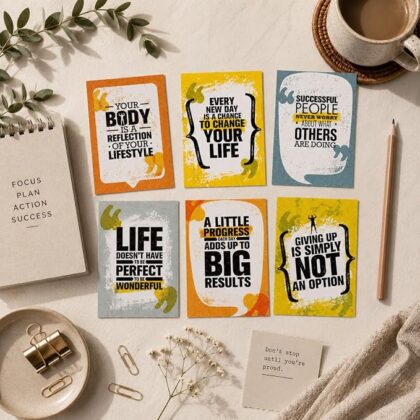 Motivational Vibrant Vision Collection Fridge Magnet Set of 6, Sparkle Film Finish, Waterproof | 180 GSM Print | Daily Inspiration Office & Refrigerator Decor Gift (Vibrant Vision)