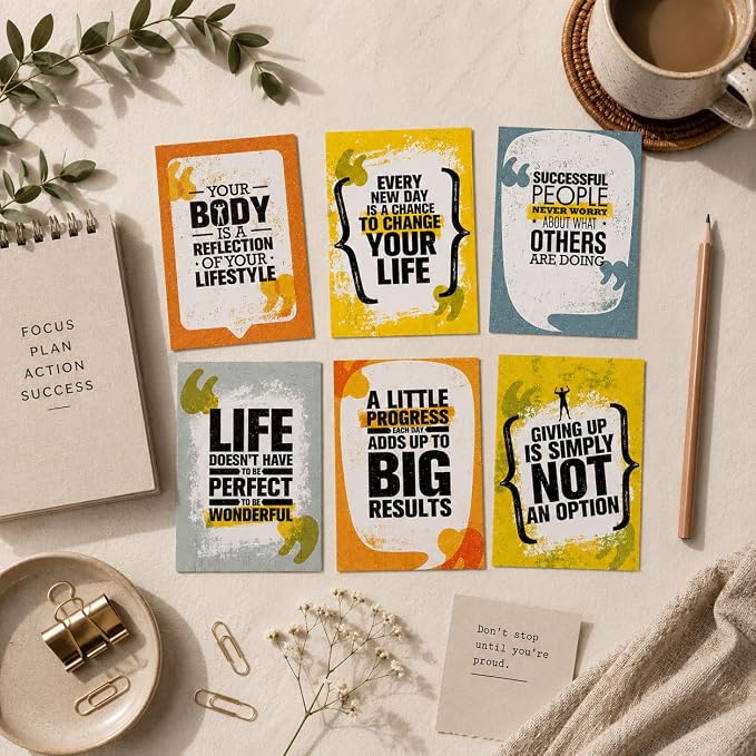 Motivational Vibrant Vision Collection Fridge Magnet Set of 6, Sparkle Film Finish, Waterproof | 180 GSM Print | Daily Inspiration Office & Refrigerator Decor Gift (Vibrant Vision)