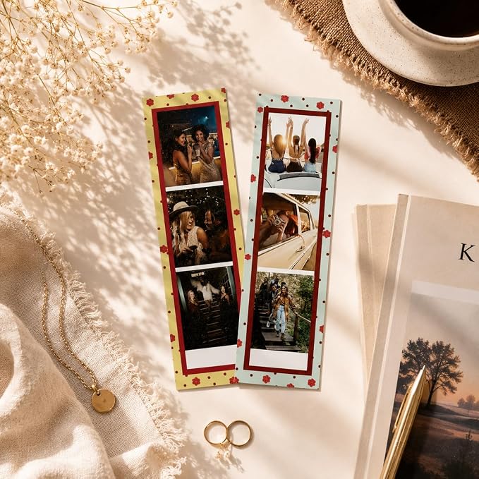 Custom Photo Strip Fridge Magnet (2×6 Inch) | Personalised 3 Photo Fridge Magnet | Matte Film Unique Photo Strip Design | Gift for Family, Friends & Couples (Vintage Floral Strip) - Image 2