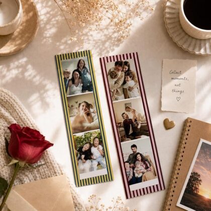 Custom Photo Strip Fridge Magnet (2×6 Inch) | Personalised 3 Photo Fridge Magnet | Matte Film Unique Photo Strip Design | Gift for Family, Friends & Couples (Stripe Border Frame)