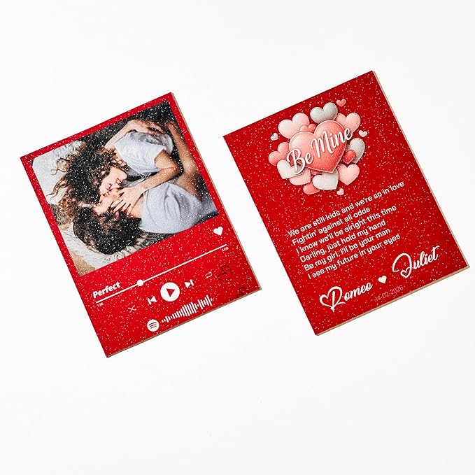 Aisthetik's Valentine Special Personalised 3x4 Inch Photo Fridge Magnet Set of 2 Lyrics, Red Sparkle Finish, Player Design,Tune Snap|love gift for girlfriend boyfriend |Husband |Wife | photo gift - Image 4