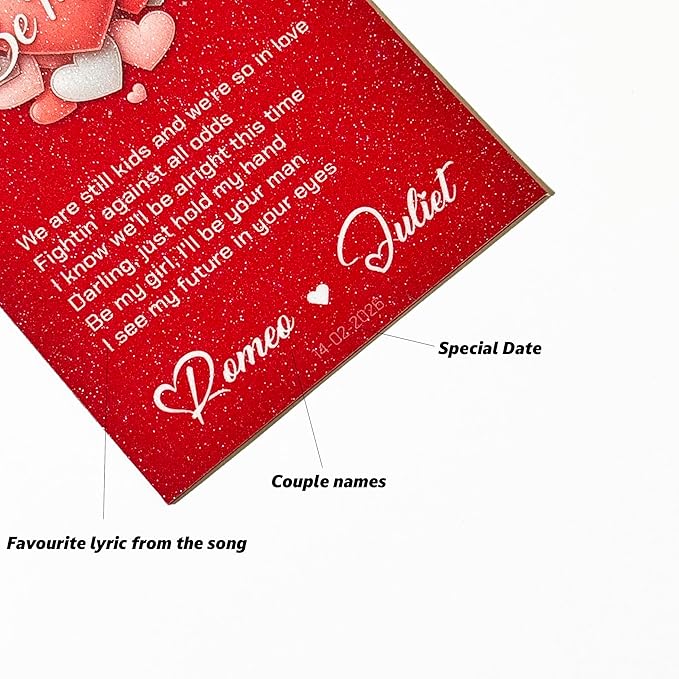 Aisthetik's Valentine Special Personalised 3x4 Inch Photo Fridge Magnet Set of 2 Lyrics, Red Sparkle Finish, Player Design,Tune Snap|love gift for girlfriend boyfriend |Husband |Wife | photo gift - Image 3