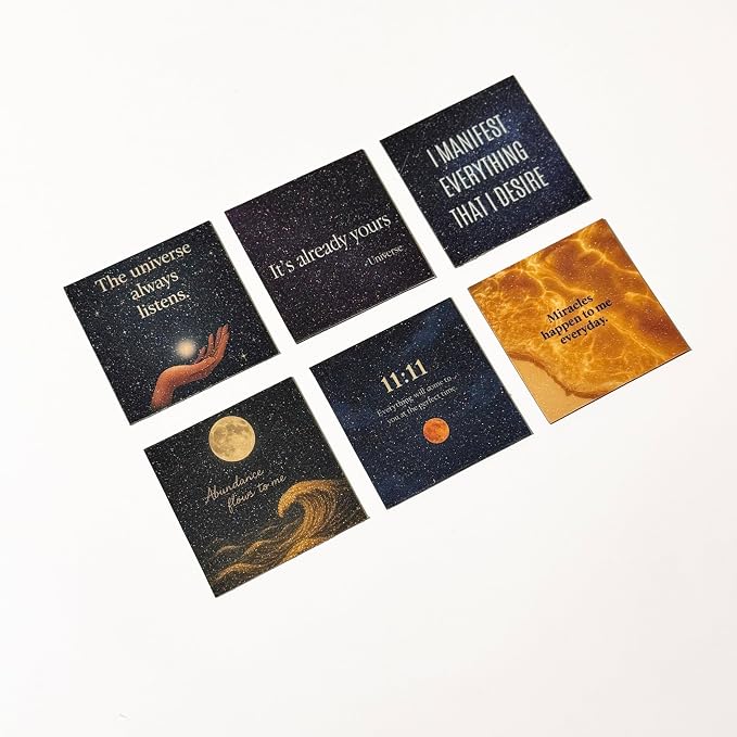 Aisthetik's Set of 6 Quote Magnet 2.5x2.5 inch|Sparkle Film|Vibrant&Fade Resistant|Self Motivation|New Year Goals|Gifts for Family&Friends|Fridge Magnet|Unique Gift for Birthday, Anniversary (Cosmic) - Image 2
