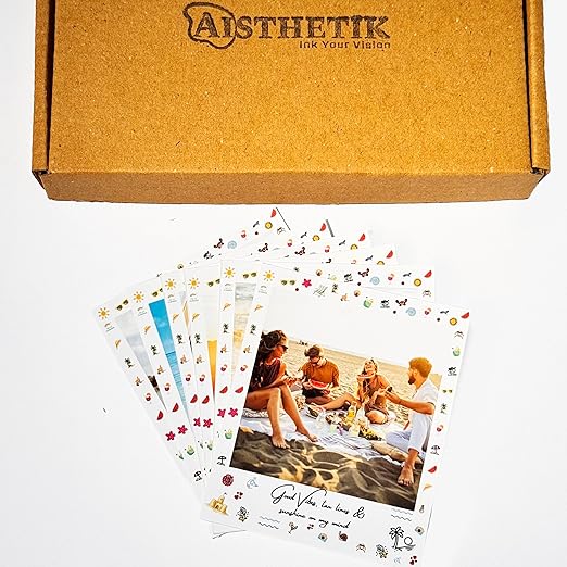 AISTHETIK Retro Square Photo Prints 3x3.5 Set of 12 Pic, Premium 270 GSM Waterproof Paper, Vintage Style Film Scrapbooking and Memory Albums | Unique Gift All Occasions (Good Vibes Theme) (3x3.5, Aisthetic vibe) - Image 4